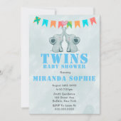 Elephant Twins Waterverf Baby Shower Invitations (Voorkant)
