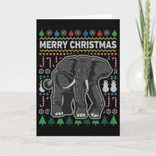 Elephant Ugly KerstSweater Wildlife Series Feestdagen Kaart (Voorkant)