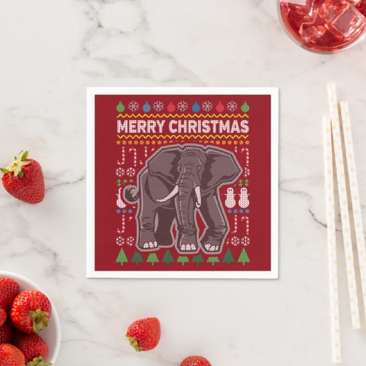 Elephant Ugly KerstSweater Wildlife Series Servetten (Insitu)