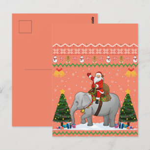 Elephant Ugly Xmas Gift Santa Riding Elephant Xmas Briefkaart