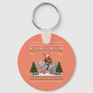 Elephant Ugly Xmas Gift Santa Riding Elephant Xmas Sleutelhanger