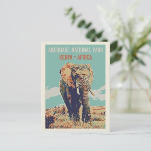 Elephant uit Kenia, Nationaal Park Aberdare Briefkaart (Staand voorkant)
