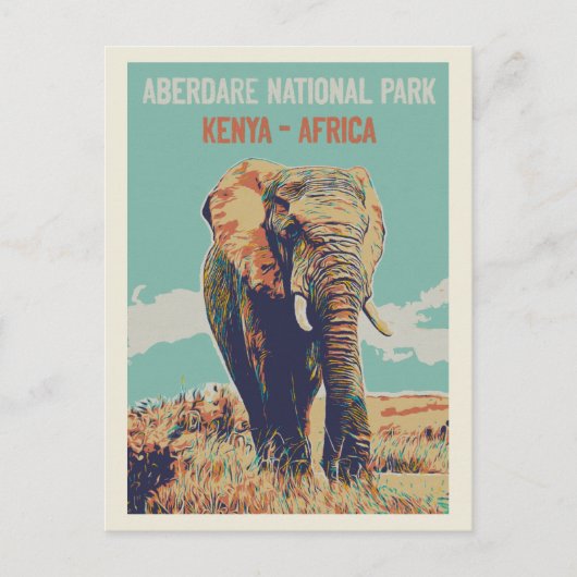 Elephant uit Kenia, Nationaal Park Aberdare Briefkaart (Voorkant)