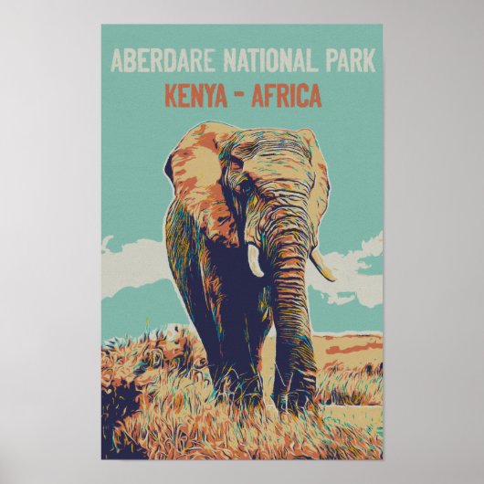 Elephant uit Kenia, Nationaal Park Aberdare Poster (Voorkant)