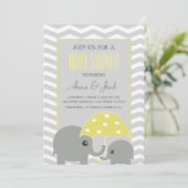 Elephant Umbrella Baby shower Party Invitation Kaart (Staand voorkant)