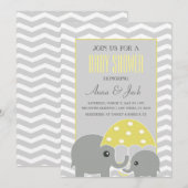 Elephant Umbrella Baby shower Party Invitation Kaart (Voorkant / Achterkant)