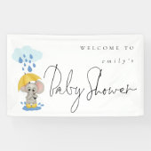 Elephant Umbrella Name Welcome to Baby shower Spandoek (Horizontaal)