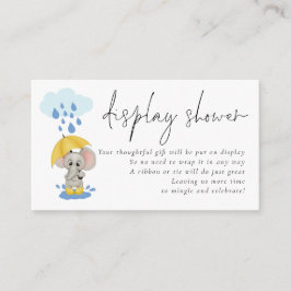 Elephant Umbrella Script Display Baby shower Informatiekaartje