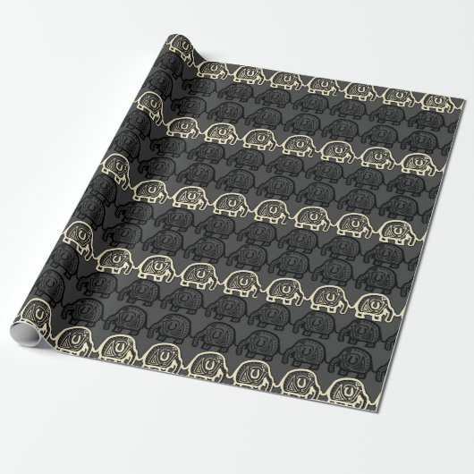 Elephant Unity Grey Stone Wrapping Paper Cadeaupapier (Uitgerold)