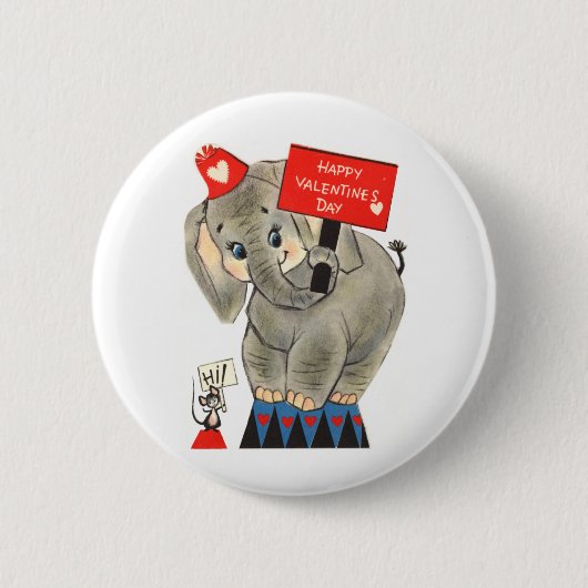 Elephant Valentijn Card Ronde Button 5,7 Cm (Voorkant)