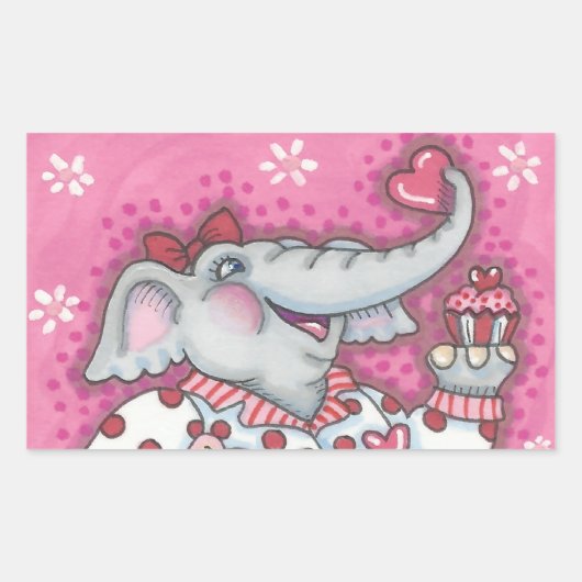 Elephant VALENTIJN STICKERS Rectangle (Voorkant)