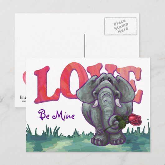 Elephant Valentijnsdag Feestdagenkaart (Voorkant / Achterkant)