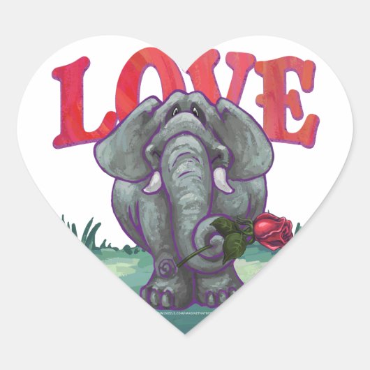 Elephant Valentijnsdag Hart Sticker (Voorkant)