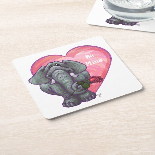 Elephant Valentijnsdag Kartonnen Onderzetters (Schuin)
