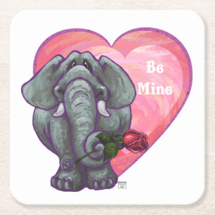 Elephant Valentijnsdag Kartonnen Onderzetters