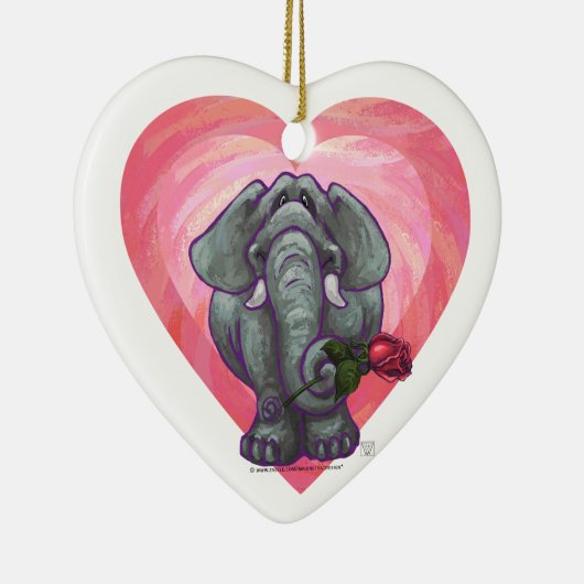 Elephant Valentijnsdag Keramisch Ornament (Rechts)