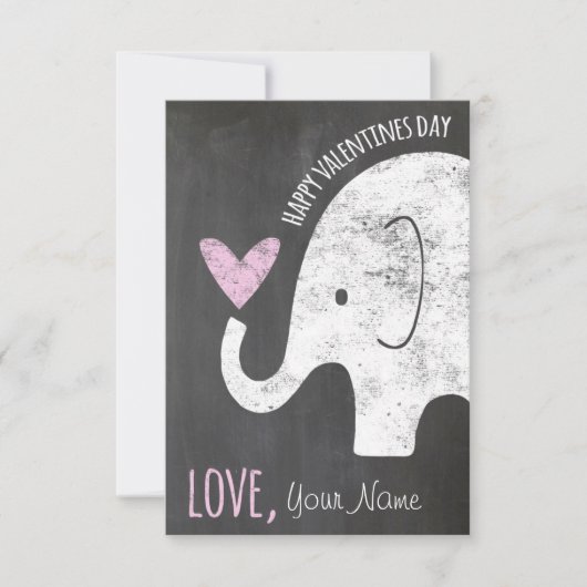Elephant Valentijnsdag Kinder Card voor Classroom Kaart (Voorkant)