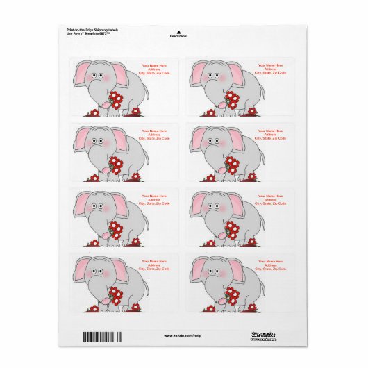 Elephant Valentijnsdag Labels (Full Sheet)