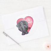 Elephant Valentijnsdag Ronde Sticker (Envelop)