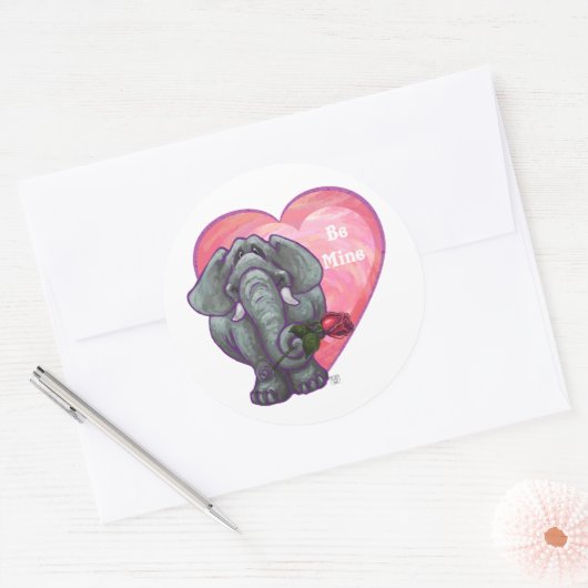 Elephant Valentijnsdag Ronde Sticker (Envelop)