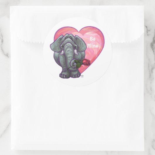 Elephant Valentijnsdag Ronde Sticker (Tas)