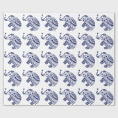 Elephant van klaveren in wit en marineblauw cadeaupapier (Vlak)