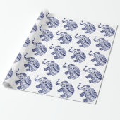 Elephant van klaveren in wit en marineblauw cadeaupapier (Uitgerold)