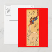 Elephant vangt een vliegende Tengu. Circa 1800 Briefkaart (Voorkant / Achterkant)