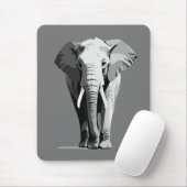 Elephant Vector Art Illustratie Zwart-wit Muismat (Met muis)