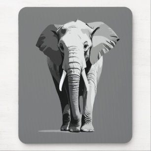 Elephant Vector Art Illustratie Zwart-wit Muismat