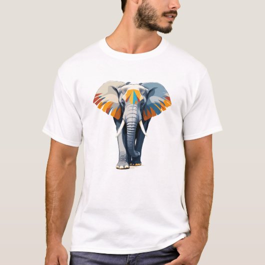 Elephant Vector Art met levendige kleuren T-shirt (Voorkant)