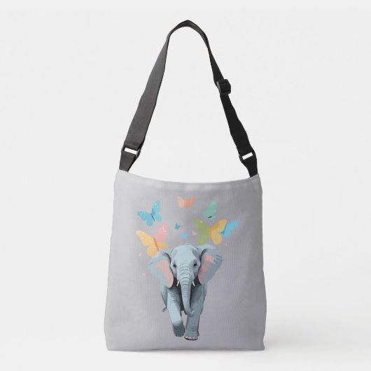 Elephant Vector Schilderen Schattig Fun Animal Pla Crossbody Tas (Voorkant)