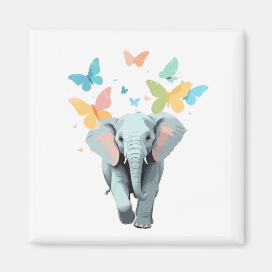 Elephant Vector Schilderen Schattig Fun Animal Pla Magneet (Voorkant)