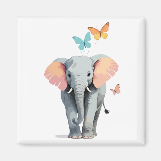 Elephant Vector Schilderen Schattig Fun Animal Pla Magneet (Voorkant)
