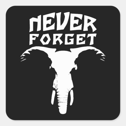 Elephant vergeet nooit vierkante sticker (Voorkant)