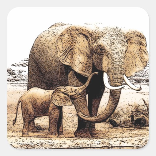 Elephant Vierkante Sticker (Voorkant)