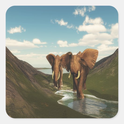 Elephant Vierkante Sticker (Voorkant)