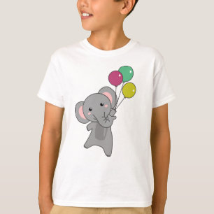 Elephant vliegt met ballonnen zoete dieren kinder t-shirt