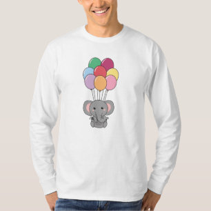 Elephant vliegt op met kleurrijke ballonnen t-shirt