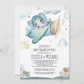 Elephant-vliegtuig | Baby shower per post Kaart (Voorkant)