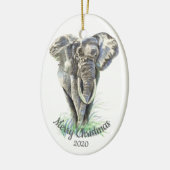 Elephant voor aangepaste kerstkerstWaterverf Keramisch Ornament (Links)