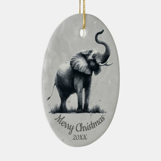 Elephant voor aangepaste kerstkerstWaterverf Keramisch Ornament (Rechts)