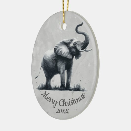Elephant voor aangepaste kerstkerstWaterverf Keramisch Ornament (Links)