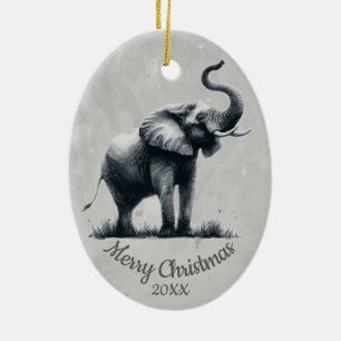 Elephant voor aangepaste kerstkerstWaterverf Keramisch Ornament
