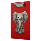 Elephant voor Cute Baby met leesbril Red Klembord (Links)