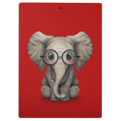 Elephant voor Cute Baby met leesbril Red Klembord (Achterkant)