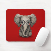 Elephant voor Cute Baby met leesbril Red Muismat (Met muis)
