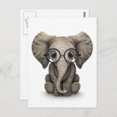Elephant voor Cute Baby met leesbril White Briefkaart (Voorkant / Achterkant)