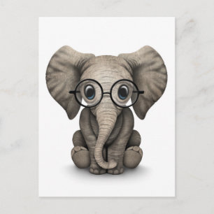 Elephant voor Cute Baby met leesbril White Briefkaart