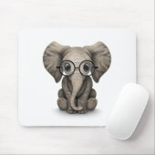 Elephant voor Cute Baby met leesbril White Muismat (Met muis)